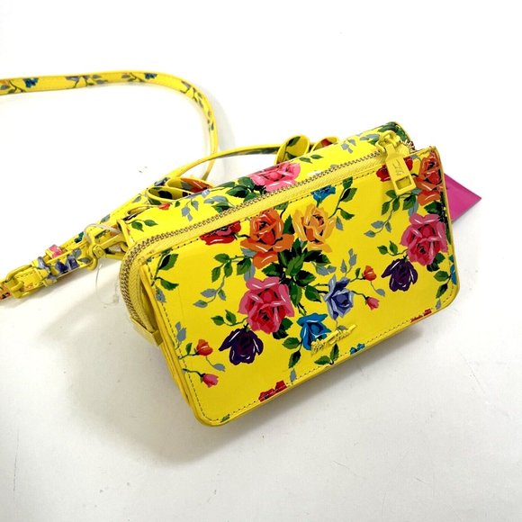 NWT Original BETSEY JOHNSON Floral Bow Convertible Crossbody Bag Clutch Yellow - Picture 5 of 10